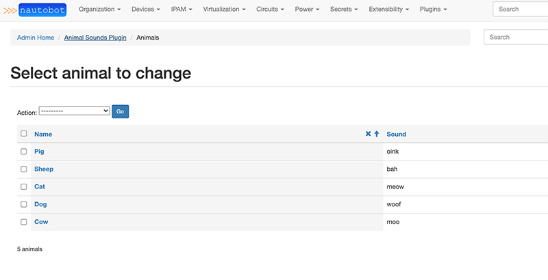 Nautobot plugin in the admin UI