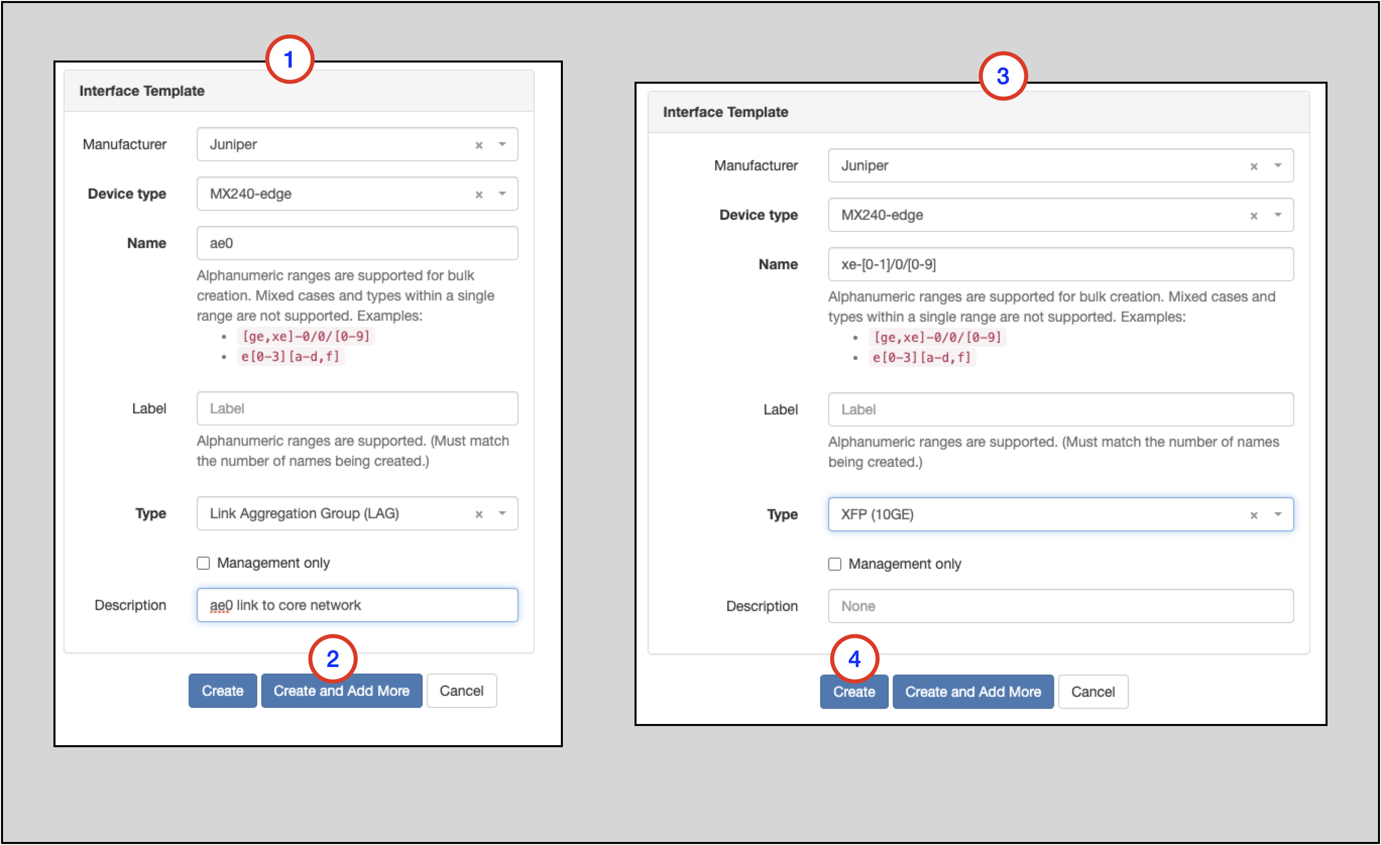 Create interface templates