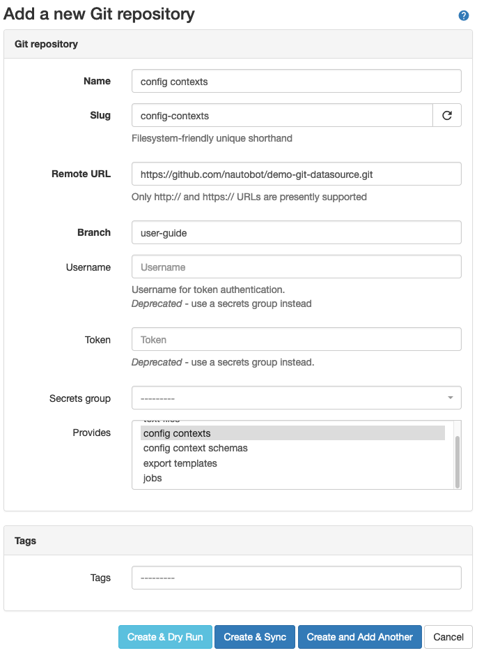 Example Details Config Contexts